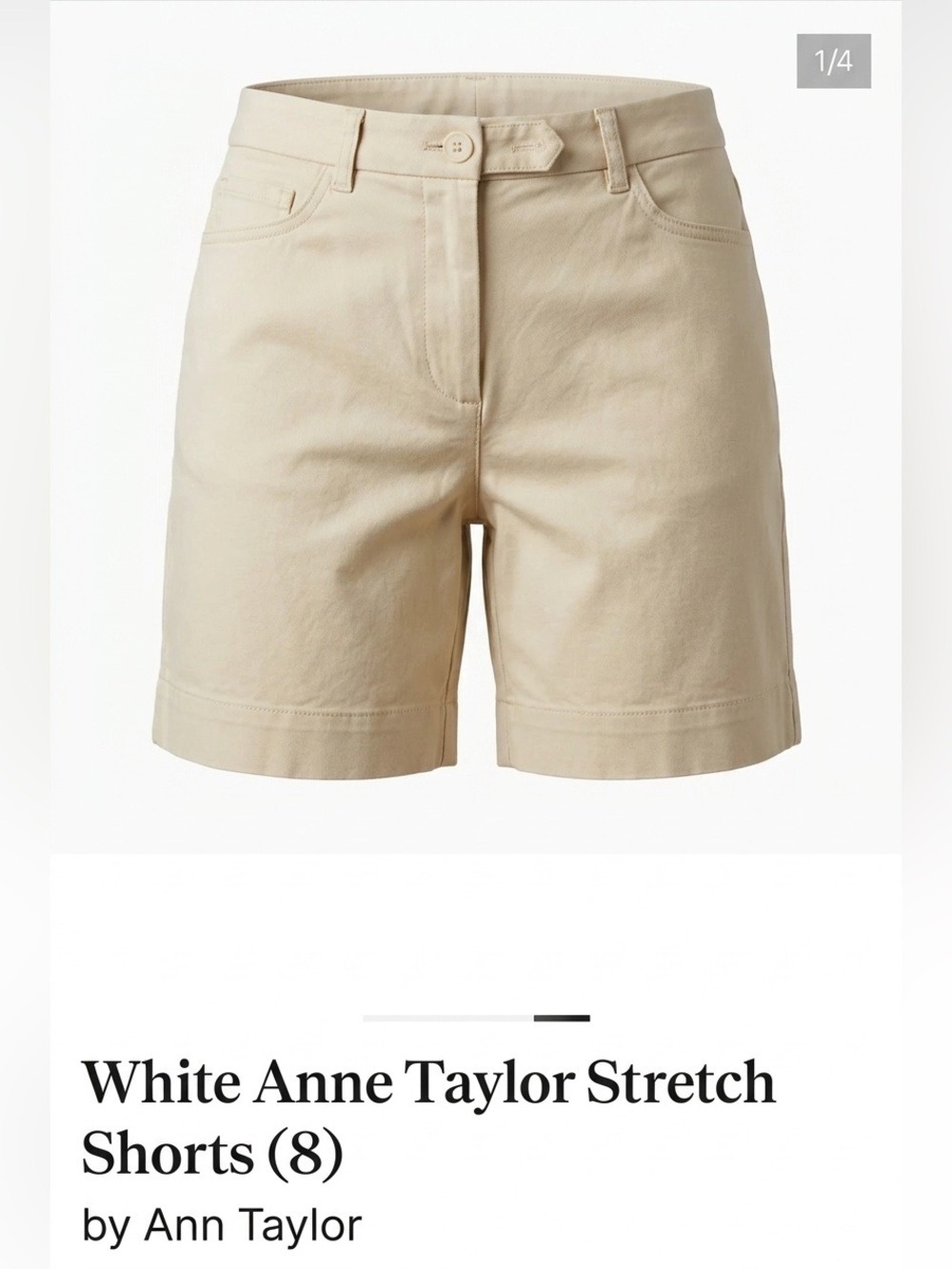 Ann Taylor Stretch Flat Front Shorts Cream Ivory Off-White Size 8 EUC - Picture 3 of 7